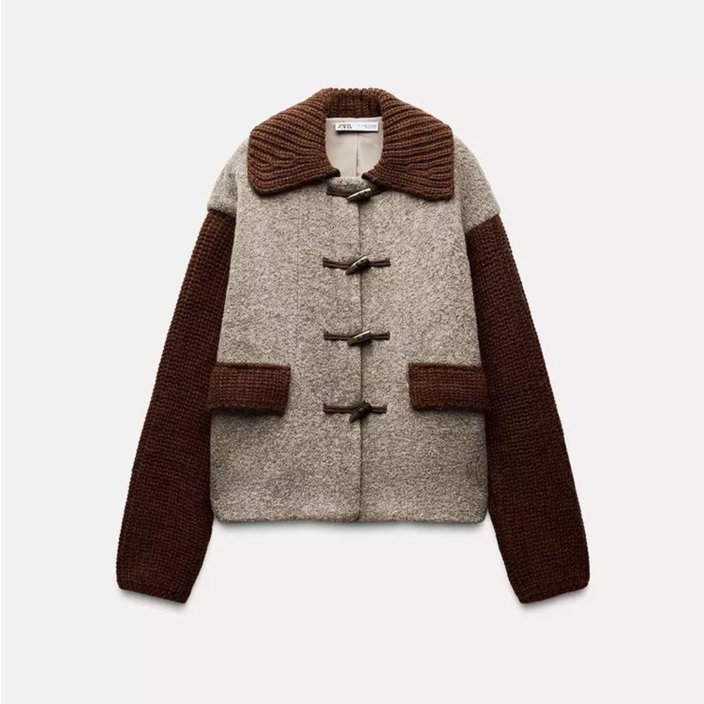NWT Zara Wool Blend Toggle Jacket in Brown - M/L